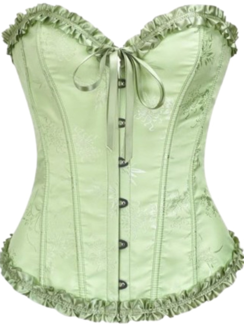 Women's Green Lace Up Boned Over-bust Corset Bustier Top Size Medium